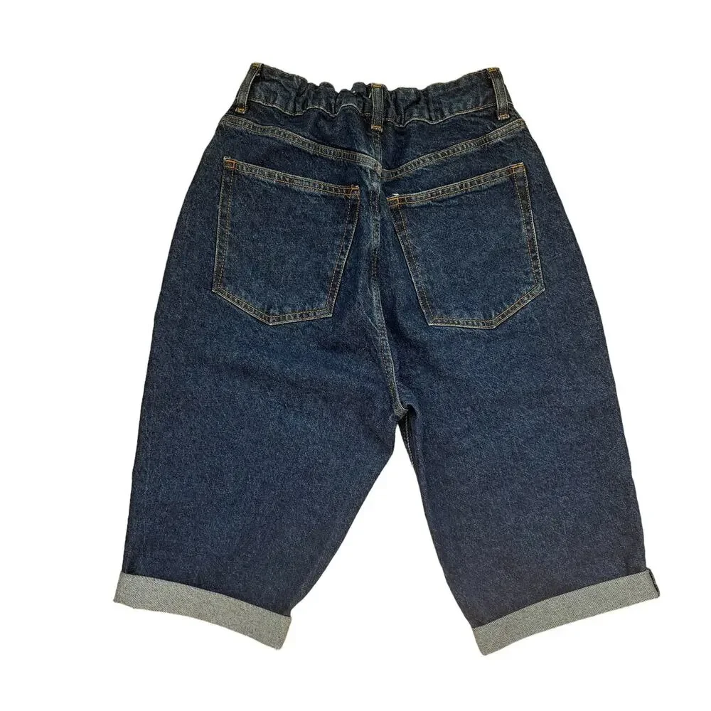 baggy high‎ waisted denim shorts bermuda